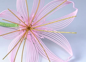 京水引で作った花の和風髪飾り かんざし